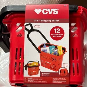 CVS Red 2-in-1 kids Shopping Basket with 12 accessories included see pics. New